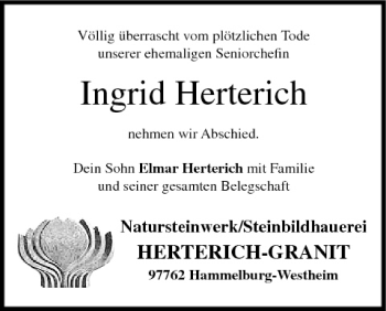 Anzeige von Ingrid Herterich von MGO