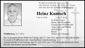 Anzeige von Heinz Kunisch von MGO