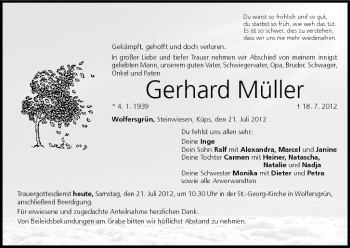 Anzeige von Gerhard Müller von MGO