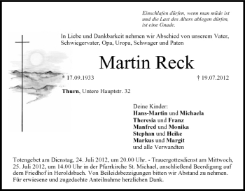 Anzeige von Martin Reck von MGO