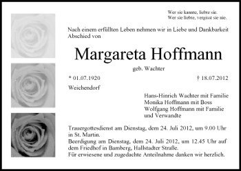 Anzeige von Margareta Hoffmann von MGO