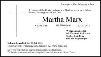 Anzeige von Martha Marx von MGO