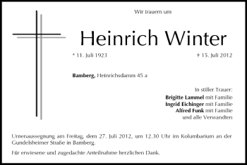 Anzeige von Heinrich Winter von MGO