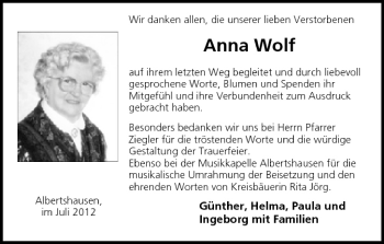 Anzeige von Anna Wolf von MGO