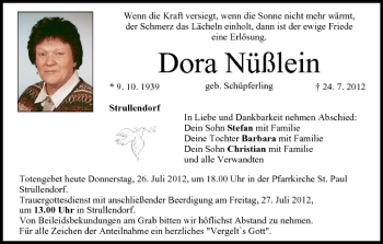 Anzeige von Dora Nüßlein von MGO
