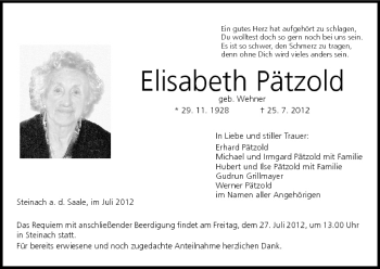 Anzeige von Elisabeth Pätzold von MGO