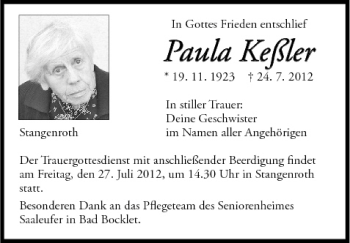 Anzeige von Paula Keßler von MGO