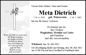 Anzeige von Meta Dietrich von MGO