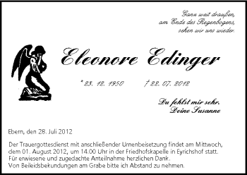 Anzeige von Eleonore Edinger von MGO