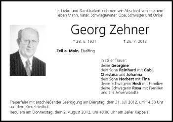 Anzeige von Georg Zehner von MGO