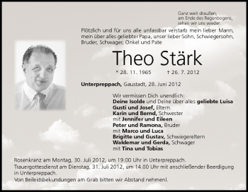 Anzeige von Theo Stärk von MGO