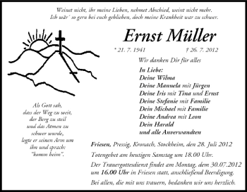 Anzeige von Ernst Müller von MGO
