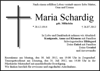 Anzeige von Maria Schardig von MGO