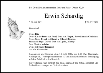 Anzeige von Erwin Schardig von MGO