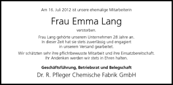 Anzeige von Emma Lang von MGO