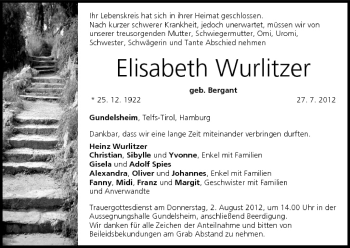 Anzeige von Elisabeth Wurlitzer von MGO