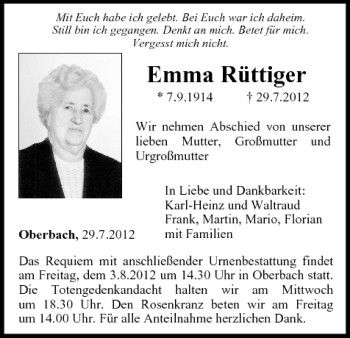 Anzeige von Emma Rüttiger von MGO