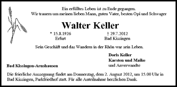 Anzeige von Walter Keller von MGO