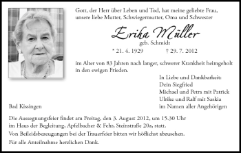 Anzeige von Erika Müller von MGO