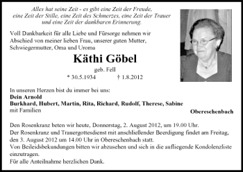 Anzeige von Käthi Göbel von MGO