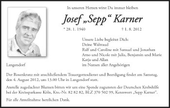 Anzeige von Josef Karner von MGO