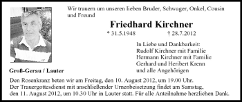 Anzeige von Friedhard Kirchner von MGO