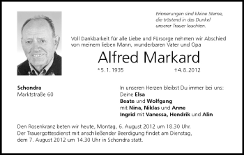 Anzeige von Alfred Markard von MGO