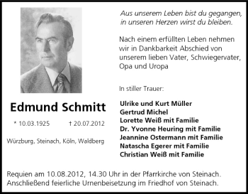 Anzeige von Edmund Schmitt von MGO