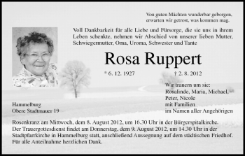 Anzeige von Rosa Ruppert von MGO