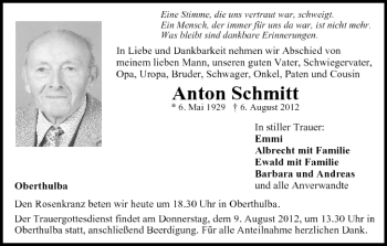 Anzeige von Anton Schmitt von MGO