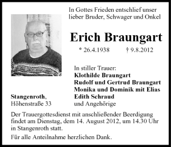 Anzeige von Erich Braungart von MGO