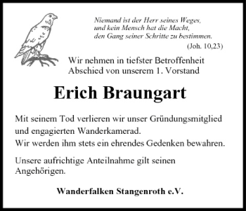 Anzeige von Erich Braungart von MGO