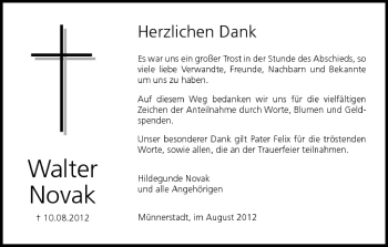 Anzeige von Walter Novak von MGO