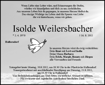 Anzeige von Isolde Weilersbacher von MGO