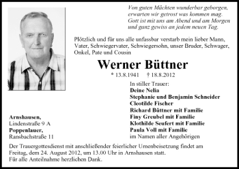 Anzeige von Werner Büttner von MGO