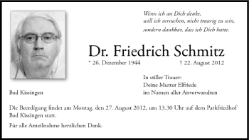 Anzeige von Friedrich Schmitz von MGO