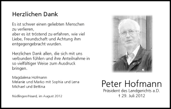 Anzeige von Peter Hofmann von MGO