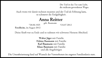Anzeige von Anna Reitter von MGO