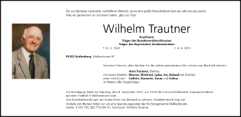 Anzeige von Wilhelm Trautner von MGO