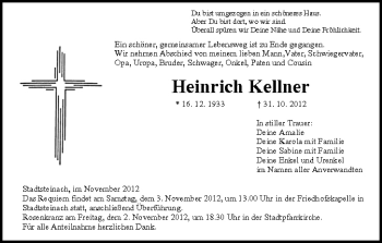 Anzeige von Heinrich Kellner von MGO