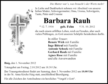 Anzeige von Barbara Rauh von MGO