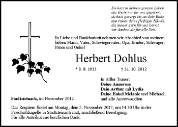 Anzeige von Herbert Dohlus von MGO