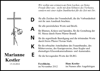 Anzeige von Marianne Kestler von MGO