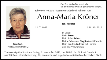 Anzeige von Anna-Maria Kröner von MGO