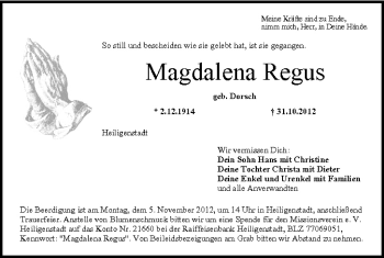 Anzeige von Magdalena Regus von MGO