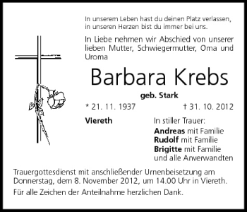 Anzeige von Barbara Krebs von MGO