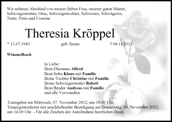 Anzeige von Theresia Kröppel von MGO