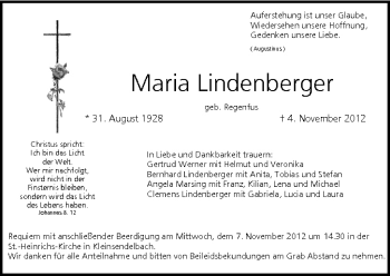 Anzeige von Maria Lindenberger von MGO