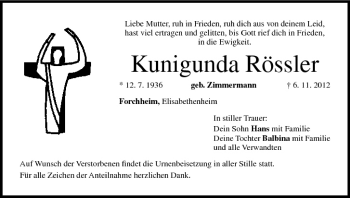 Anzeige von Kunigunda Rössler von MGO