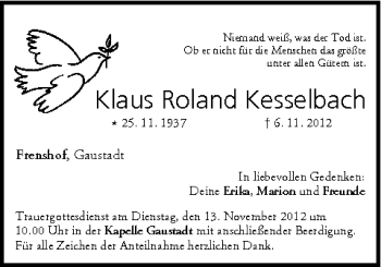 Anzeige von Klaus Roland Kesselbach von MGO